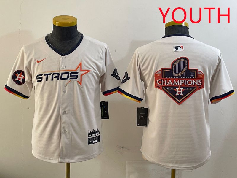 Youth Houston Astros Blank Cream three generations Joint Name 2025 Nike MLB Jersey style 41422